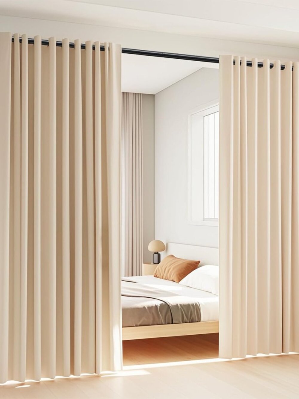 Room Divider, No Drilling Curtain Rod Wall Divider for Space Partition, Adjustab